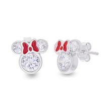 Disney Silver Crystal Minnie Mouse Earrings - Silver