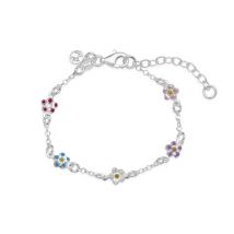 Argento Recycled Silver Childrens Colourful Flower Bracelet - 17cm