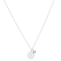 Karma Silver Letter S Coin Necklace - Silver