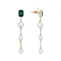 August Woods Gold & Emerald Glimmer Pearl Drop Earrings - Gold