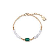 August Woods Gold & Emerald Glimmer Pearl Bracelet - 21.5cm