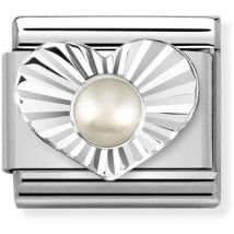 Nomination Silver White Pearl Heart Charm
