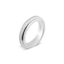 Argento Silver Crystal Calm Spinner Ring - Ring Size 60 Silver