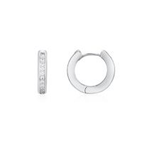 August Woods Silver Sparkle Huggie Hoop Earrings - Silver