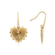 Over & Over Gold Sacred Heart Medallion Earrings - Gold