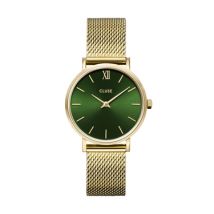 CLUSE Gold + Green Minuit Mesh Watch - Gold