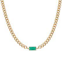 Over & Over Gold & Green Chain Necklace - 40cm
