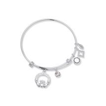 Karma Silver Claddagh Bangle - Adjustable