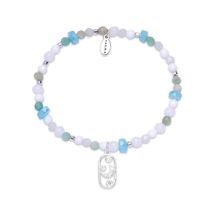 Karma Silver Mint Mix Moon Stretch Bracelet - Adjustable