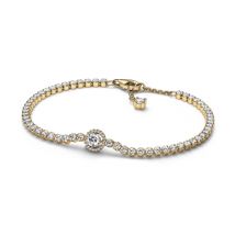 Pandora Gold Sparkling Halo Tennis Bracelet - 16cm