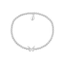 Karma Silver Butterfly Stretch Bracelet - One Size