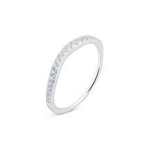 Argento Silver Crystal Wave Band Ring - Ring Size 54 Silver