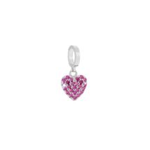 Rebecca Silver Pink Crystal Heart Charm - Silver
