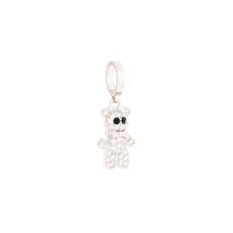 Rebecca Silver Crystal Teddybear Charm - Silver