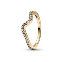 Pandora Gold Sparkling Wave Ring - 54