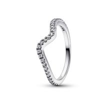Pandora Silver Sparkling Wave Ring - 52