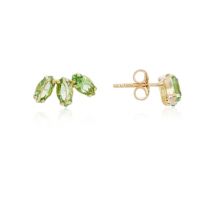 Argento Recycled Gold & Green Crystal Cluster Earrings - Gold