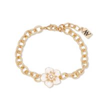 August Woods Gold & White Flower Chain Bracelet - 17.5cm