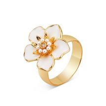 August Woods Gold & White Flower Adjustable Ring - Adjustable