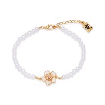 August Woods Gold & White Flower Pearl Bracelet - 17.5cm