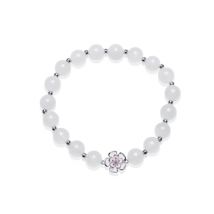August Woods Silver & Pink Flower Pearl Stretch Bracelet - Adjustable