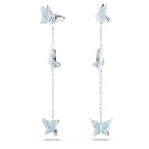 Swarovski Lilia Blue Butterfly Drop Earrings - Silver