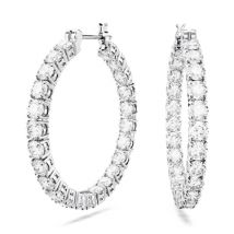 Swarovski Matrix Crystal Hoop Earrings - Silver