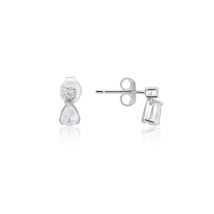 Argento Silver Crystal Pear Drop Stud Earrings - Silver