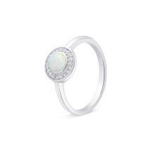 Argento Silver Opal Halo Ring - 56