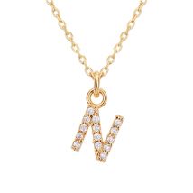 Argento Recycled Gold Letter Cubic Zirconia Necklace - Letter N