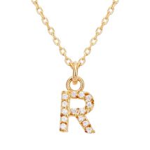 Argento Recycled Gold Letter Cubic Zirconia Necklace - Letter R