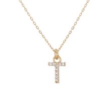 Argento Recycled Gold Letter Cubic Zirconia Necklace - Letter T