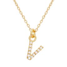 Argento Recycled Gold Letter Cubic Zirconia Necklace - Letter V