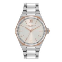 Olivia Burton Hexa Silver + Rose Gold Bracelet Watch