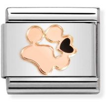 Nomination Rose Gold Paw Print + Black Heart Charm