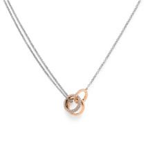 Olivia Burton Classic Crystal Silver + Rose Gold Interlink Necklace - 51cm