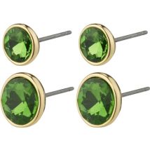 Pilgrim Gold + Green Callie Crystal Earring Set - Gold