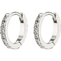 Pilgrim Silver Mini Crystal Huggie Hoop Earrings - Silver