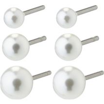 Pilgrim Silver Pearl Stud Earring Set - Silver