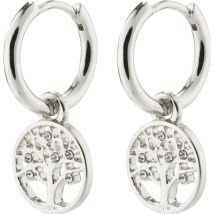 Pilgrim Silver Recycled Tree Of Life Hoop Earrings - Silver