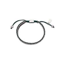 Over & Over Silver Steel + Green Pull Bracelet - 16cm