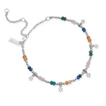 ChloBo Silver Nightfall Wishes Colourful Anklet - 20cm