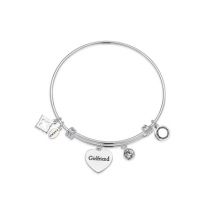 Karma Silver Girlfriend Heart Bangle - Adjustable