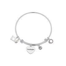 Karma Silver Granddaughter Heart Bangle - Adjustable