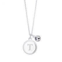 Karma Silver Letter Coin Necklace - T