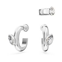 Swarovski Dextera White Hoop Earrings With Earcuff