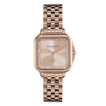 Olivia Burton Carnation Gold Square Sunray Dial Vintage Rose Crystal Watch
