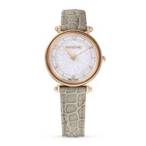 Swarovski Crystalline Wonder Beige Leather Rose Gold Tone Watch