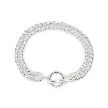 August Woods Silver Curb Chain T-Bar Bracelet - 19cm