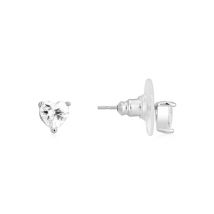 August Woods Silver CZ Heart Stud Earrings - Silver